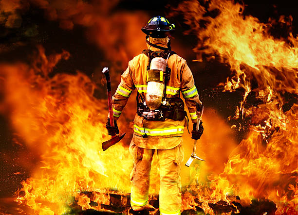 Firefighter searching for possible survives.
